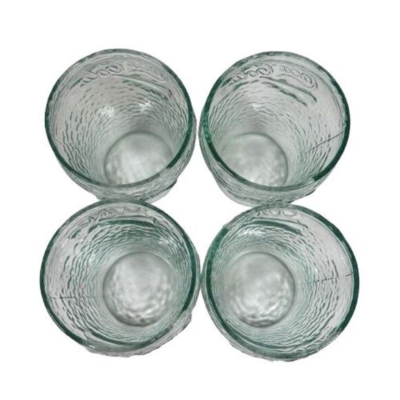 Vintage Coca-Cola Green Glasses 4 Inch Pebbled Drinking Juice Glasses Set of 4 - Picture 3 of 10